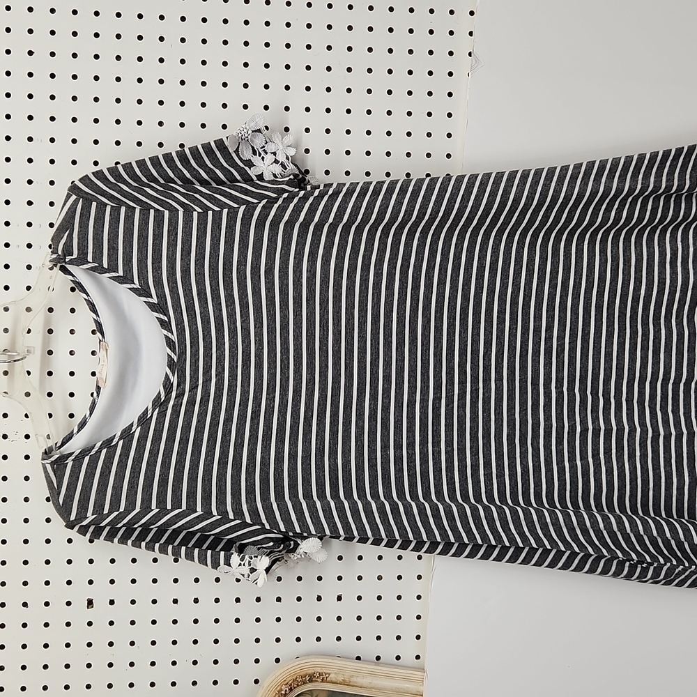 Altar'd State Dark Gray and White Striped Dress